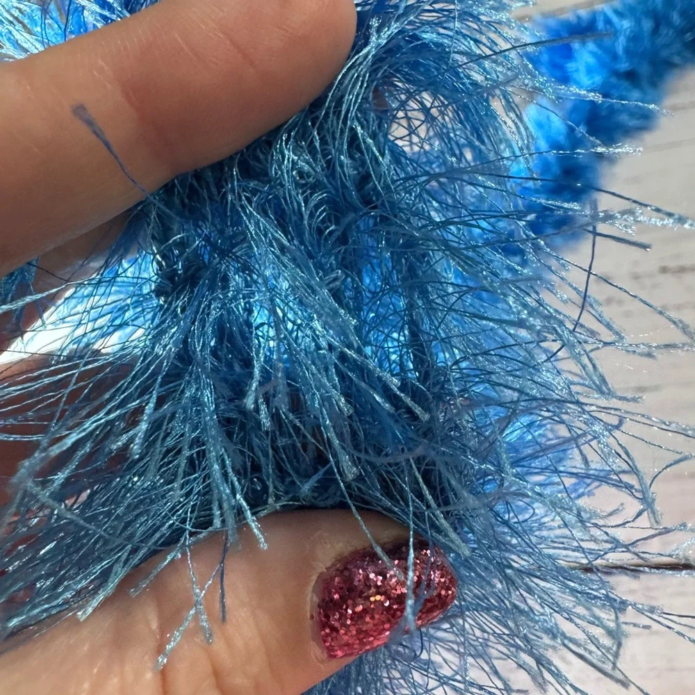 Kids Blue Fuzzy Boa Hair Accessory - Fun Dress-Up Feathered Scarf